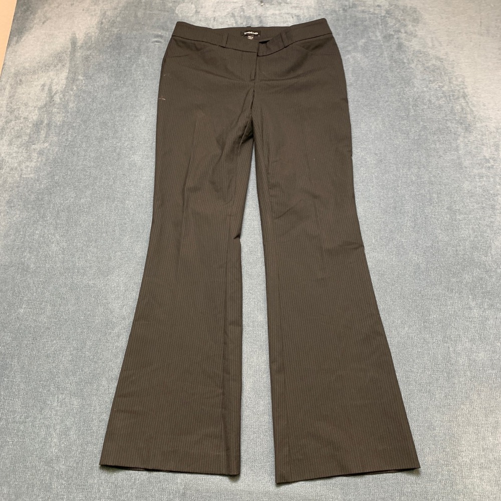 Bebe Dress Pants Womens 4 Petite Black White Striped Office Business Formal Wear